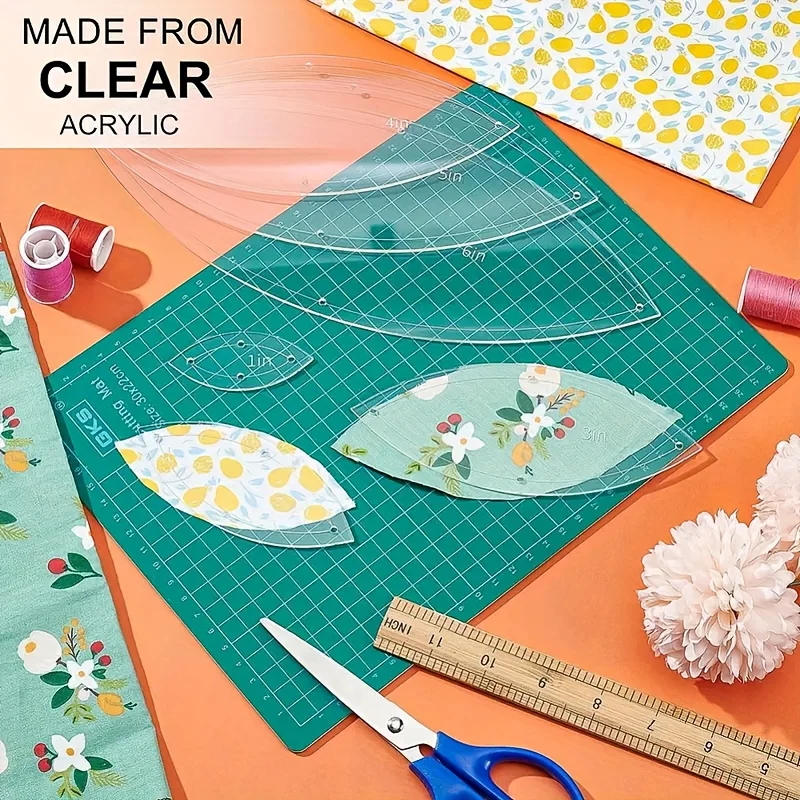 6Pcs Oval Acrylic Quilting Template Set Embroidery handmade Transparent Ruler Stencil for Sewing Scrapbooking Crafting Tools thumbnail 2