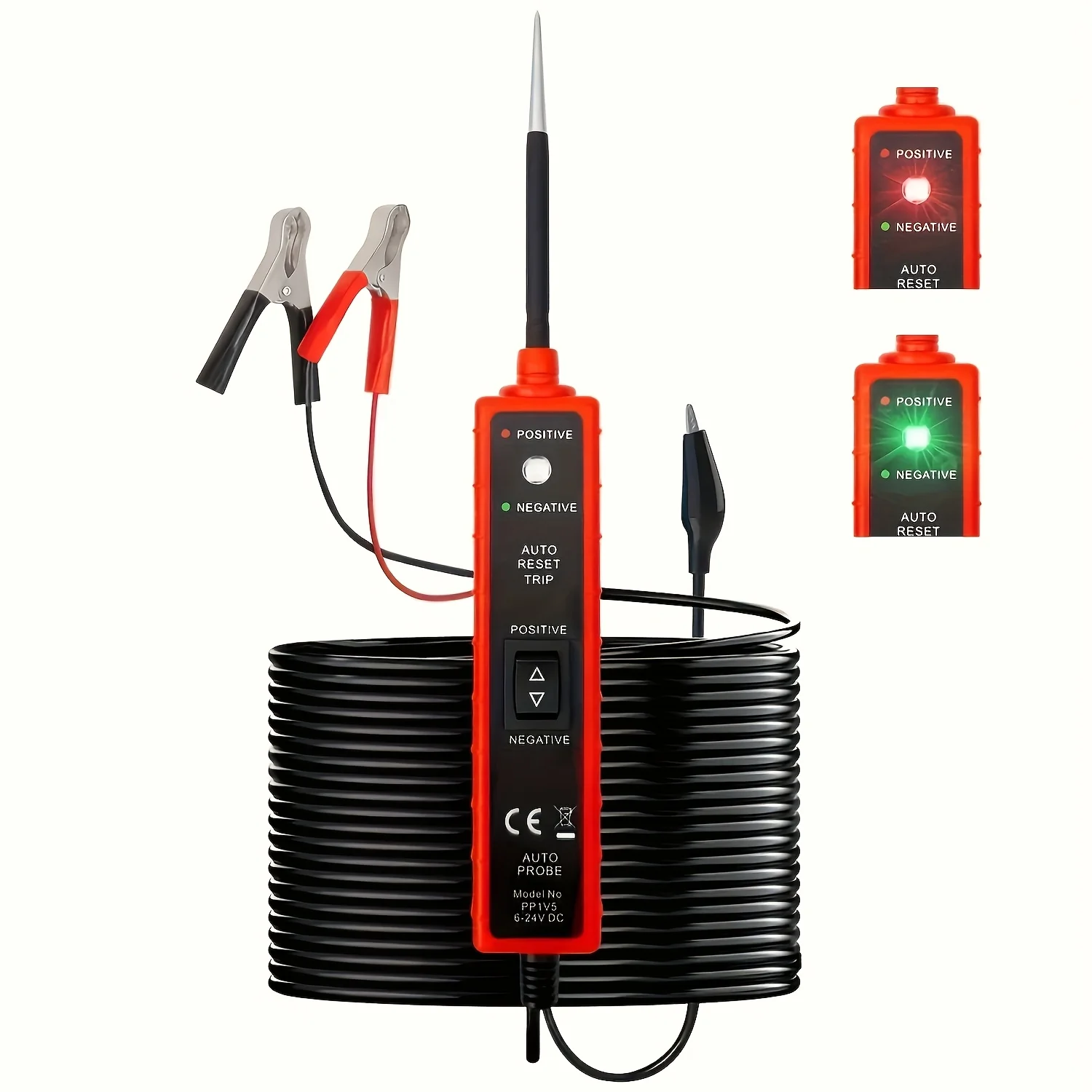 Power Circuit Probe Tester, 6-24V Dc Automotive Test Light, 12-Volt Circuit Tester with 13-Foot Lead Wire, Circuit Breaker Finder, for Continuity Testing of Cars, Suvs, and Trucks