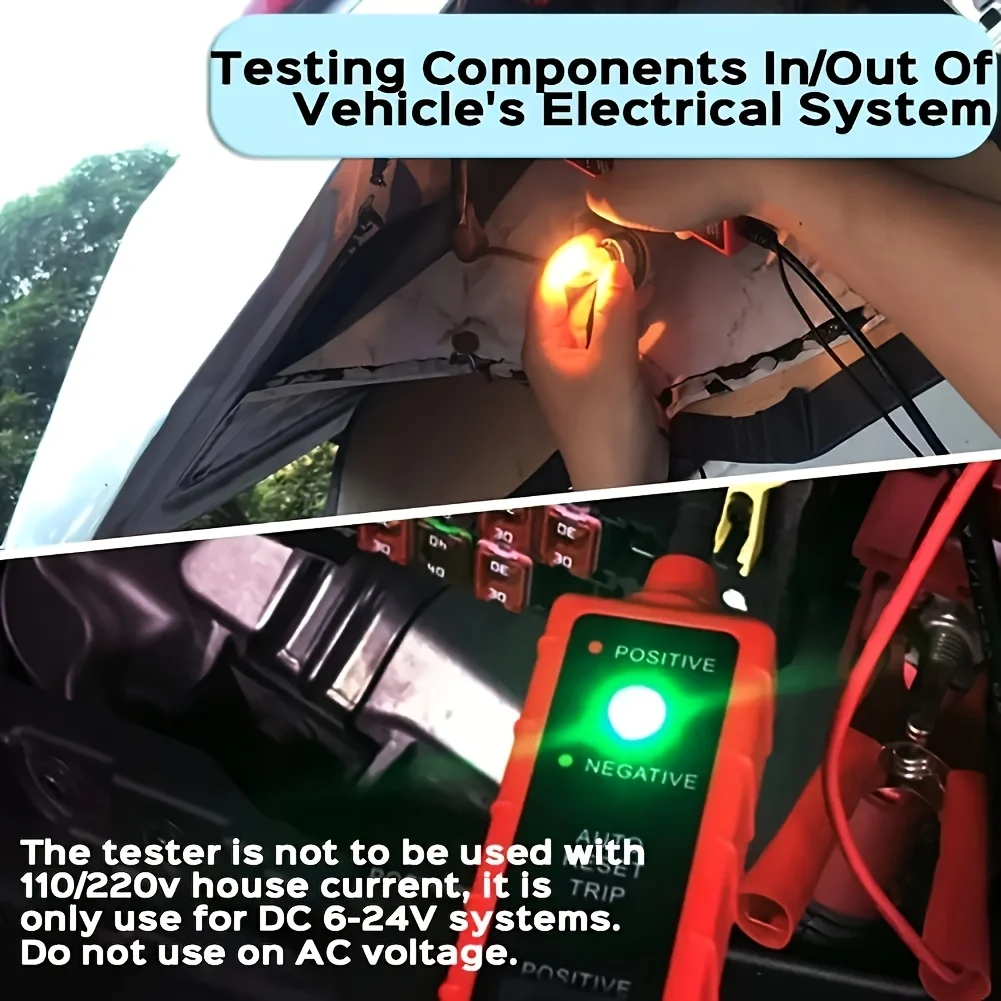 Power Circuit Probe Tester, 6-24V Dc Automotive Test Light, 12-Volt Circuit Tester with 13-Foot Lead Wire, Circuit Breaker Finder, for Continuity Testing of Cars, Suvs, and Trucks thumbnail 4