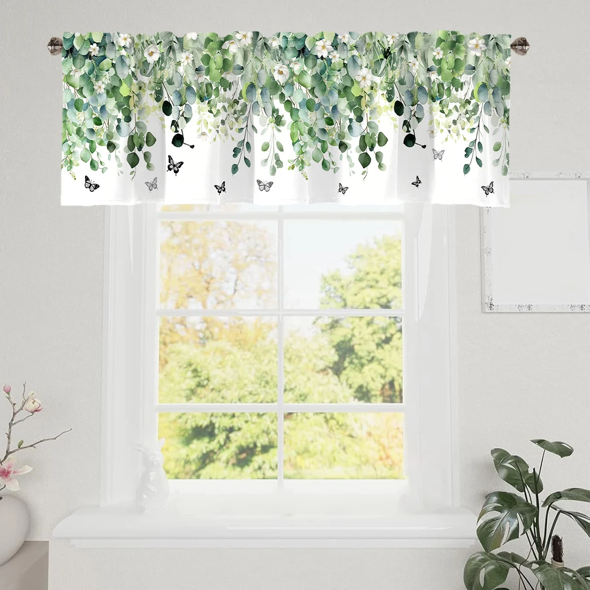 Spring Wildflower Curtain Valance Sunflower Floral Rod Pocket Window Treatment for Living Room Kitchen Bedroom Home Decorations thumbnail 4