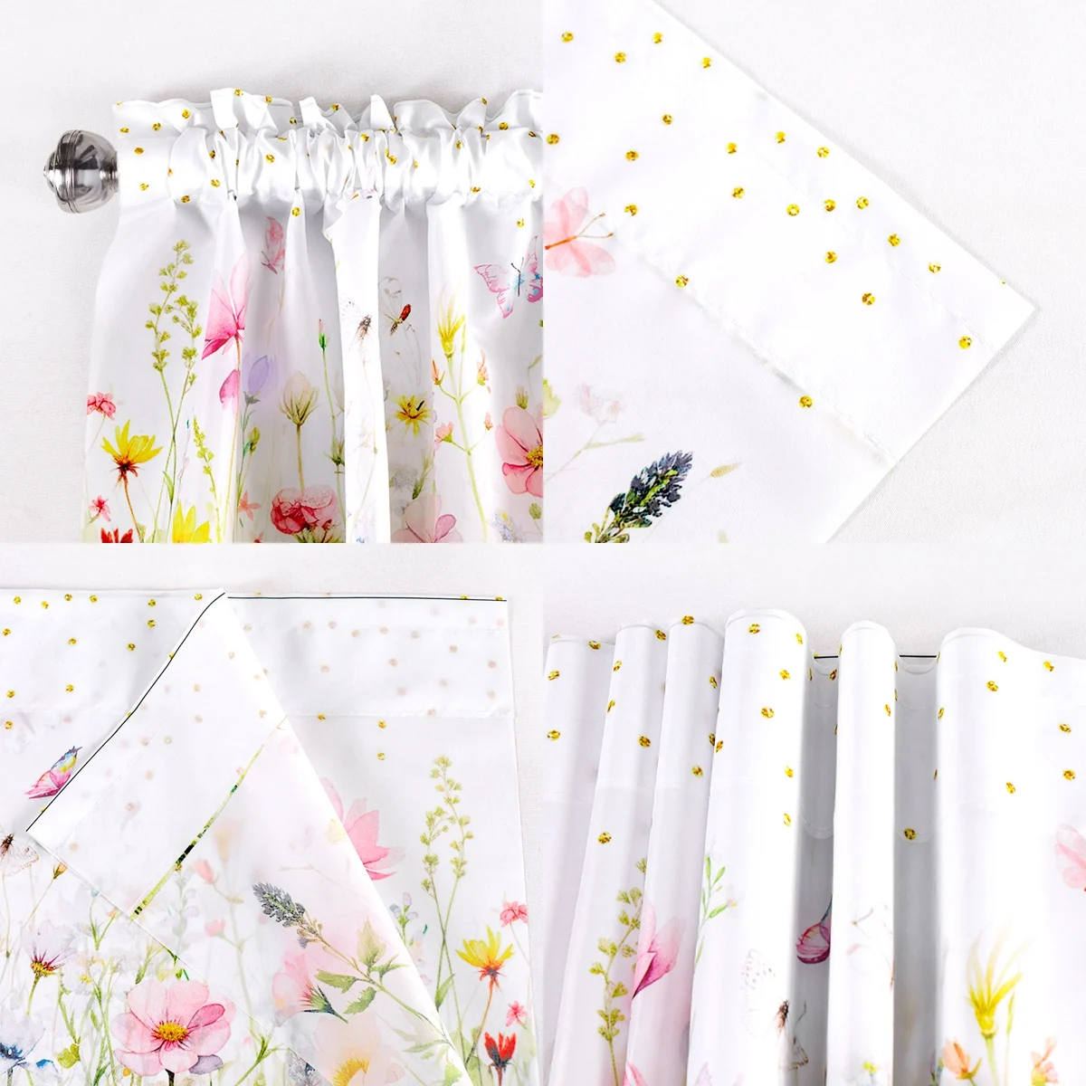 Spring Wildflower Curtain Valance Sunflower Floral Rod Pocket Window Treatment for Living Room Kitchen Bedroom Home Decorations thumbnail 6
