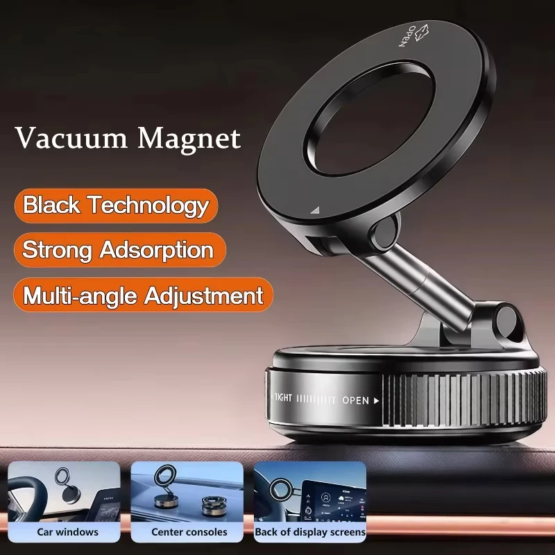Vacuum Strong Magnetic Phone Holder Foldable Design 360° Adjustable Vacuum Car Mount For Cell Phone For phone Live Stream New thumbnail 3