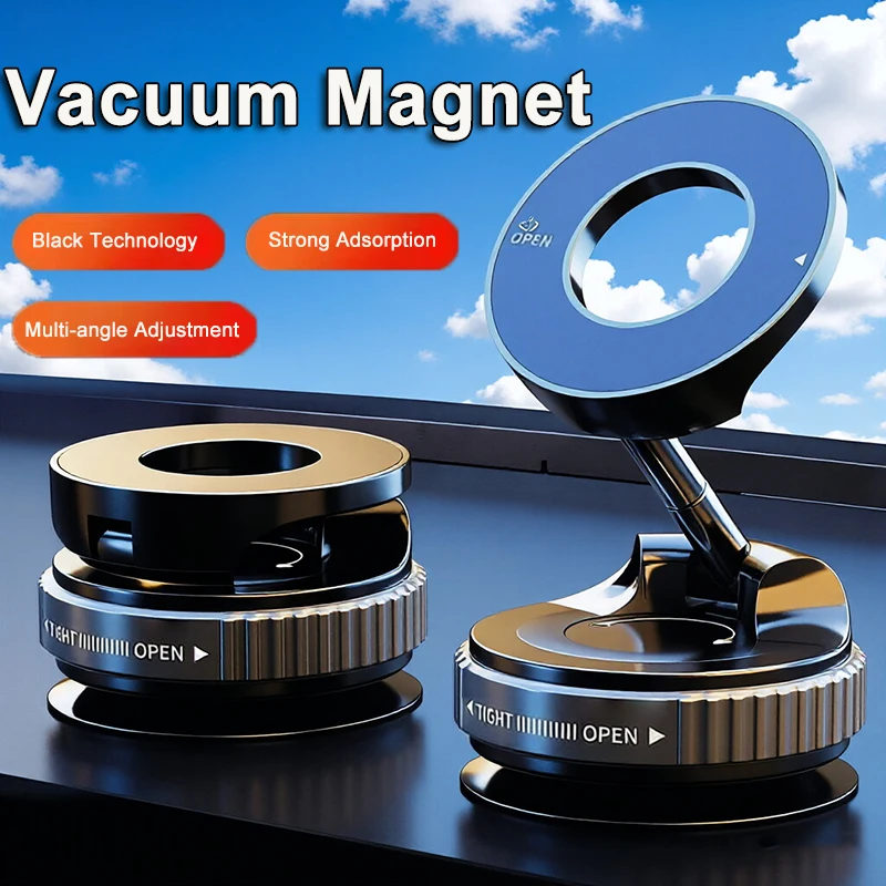 Vacuum Strong Magnetic Phone Holder Foldable Design 360° Adjustable Vacuum Car Mount For Cell Phone For phone Live Stream New thumbnail 2