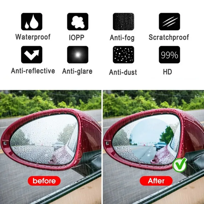 Car Rearview Mirror Protective Film Side Windows Sticker Anti Fog Glare Rainproof Waterproof Auto Mirror Film Clear Nano Sticker thumbnail 5