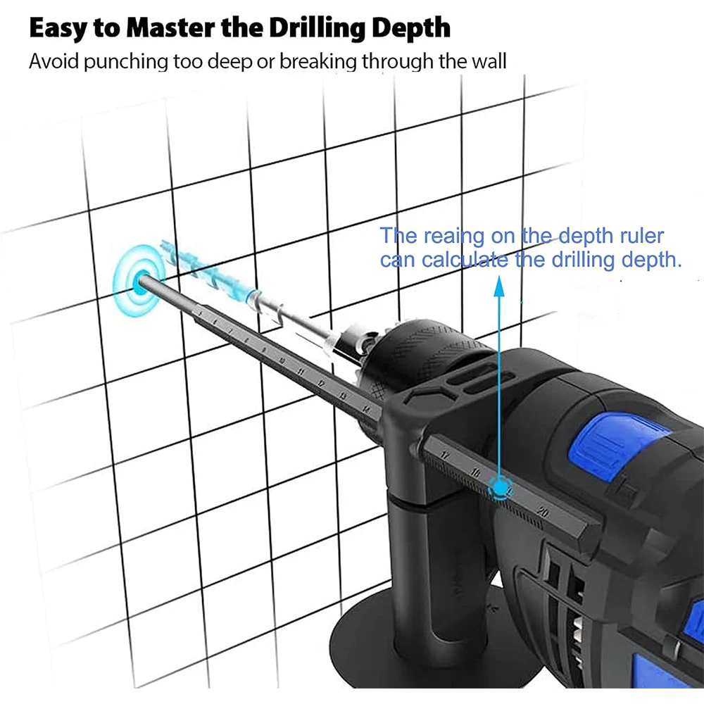 Hammer Drill 240V for Wood Metal Concrete, 850W Corded Electric Impact Drill 3000rpm Variable Speed, 2 in 1 with 360° Rotating thumbnail 4