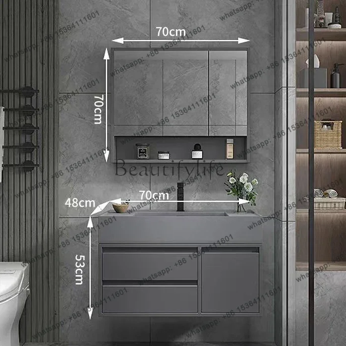 yj21 Furniture Modern New Cupboard Set 36 Inch Led Cabinet Storage Bathroom Sink Vanity With Mirror Wash Basin for Hotel Bathroo thumbnail 4