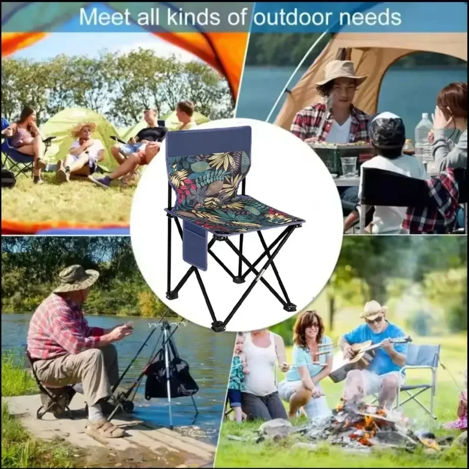 Camping Foldable Chair Outdoor Portable Fishing Chairs High Load Bearing Durable Oxford Cloth Outdoor Picnic Chair Furniture thumbnail 5