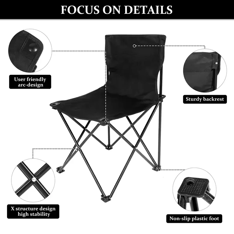 Camping Foldable Chair Outdoor Portable Fishing Chairs High Load Bearing Durable Oxford Cloth Outdoor Picnic Chair Furniture thumbnail 4