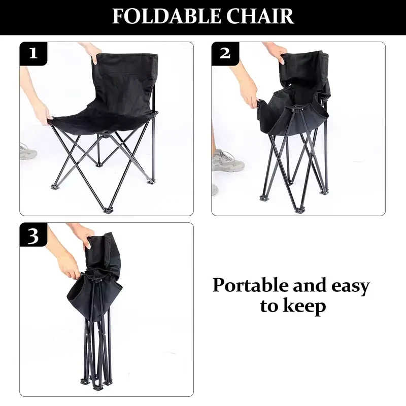 Camping Foldable Chair Outdoor Portable Fishing Chairs High Load Bearing Durable Oxford Cloth Outdoor Picnic Chair Furniture thumbnail 3