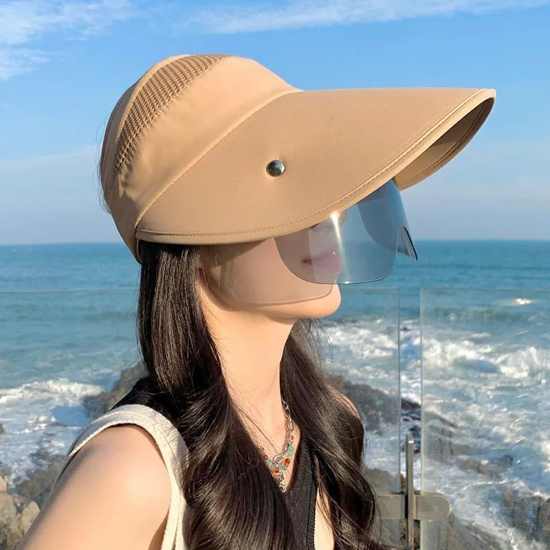 Summer Large Brim Sun Hat Cycling Sport Hat UV Protection Sunglasses Integrated Breathable Outdoor Beach Travel Hat thumbnail 4