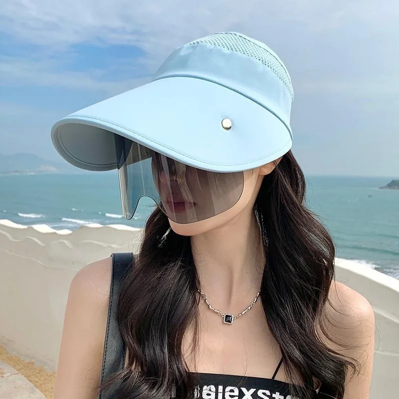 Summer Large Brim Sun Hat Cycling Sport Hat UV Protection Sunglasses Integrated Breathable Outdoor Beach Travel Hat thumbnail 2