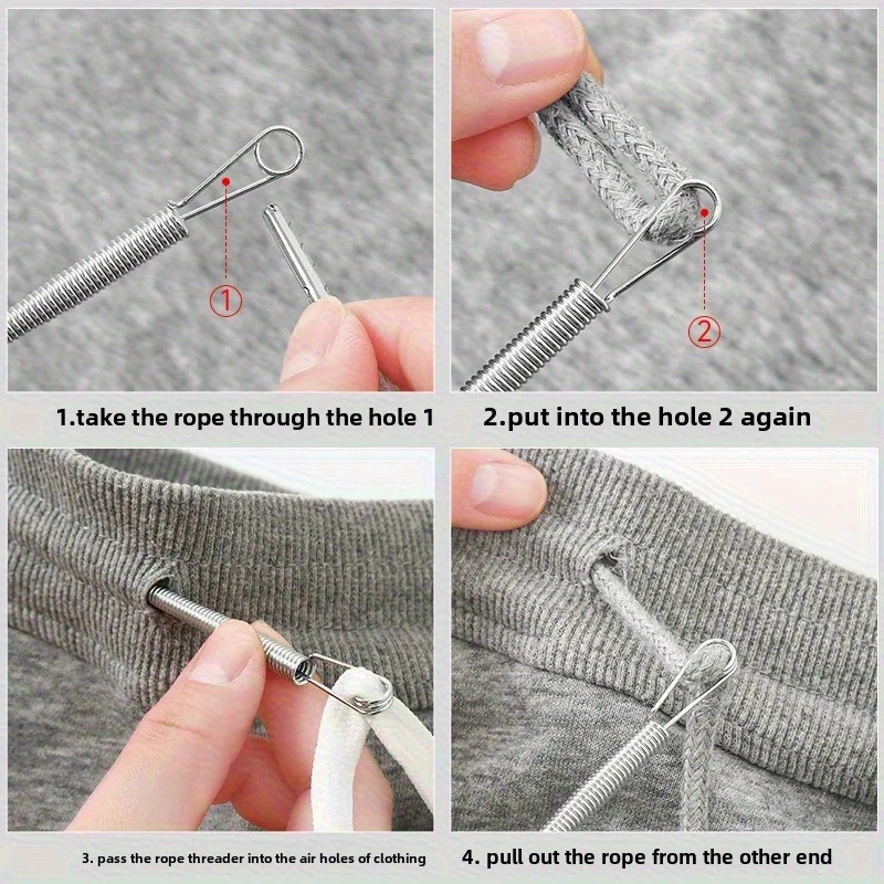 Bendable Spring Drawstring Threader Clip Pants Hoodies Elastic Band Lace Cord Flexible Drawstring Thread DIY Sewing Accessories thumbnail 5