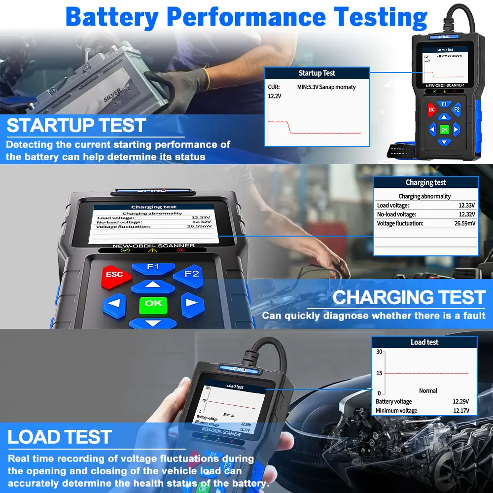 For Yamaha For Honda Car OBD2 Scanner 3-in-1 Universal Motorcycle Cable Code Reader Battery Performance Testing Diagnostic Tool thumbnail 3