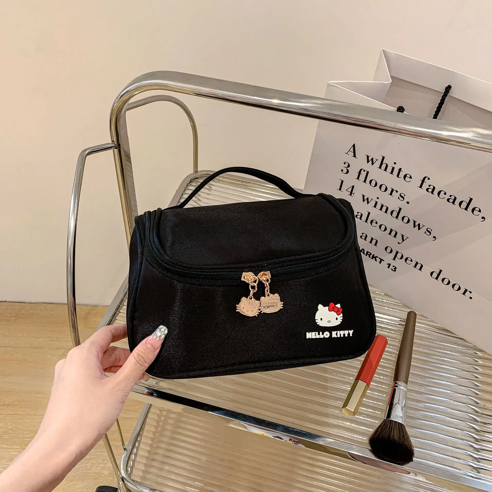 Hello Kitty Cartoon Cute Cat Makeup Bag Handheld Large Capacity Storage Bag Travel Portable Toiletries Bag Gift for Girls thumbnail 6
