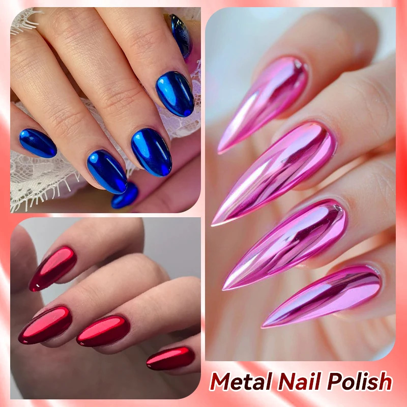 LILYCUTE 7ml  Mirror Metallic Nail Polish No Need of UV LED Lamp Nail Supplies Vernis Red Purple Mirror Effect for Nails thumbnail 5