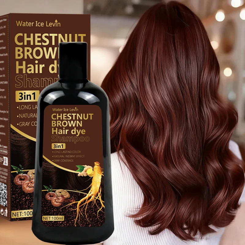 Water Ice Levin 3-in-1 Chestnut Brown Hair Dye Shampoo with Ginger & Ginseng for Instant Gray Coverage & Long-Lasting Color thumbnail 2