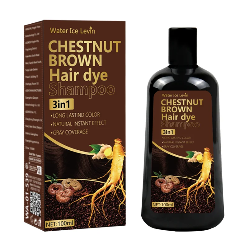 Water Ice Levin 3-in-1 Chestnut Brown Hair Dye Shampoo with Ginger & Ginseng for Instant Gray Coverage & Long-Lasting Color thumbnail 6