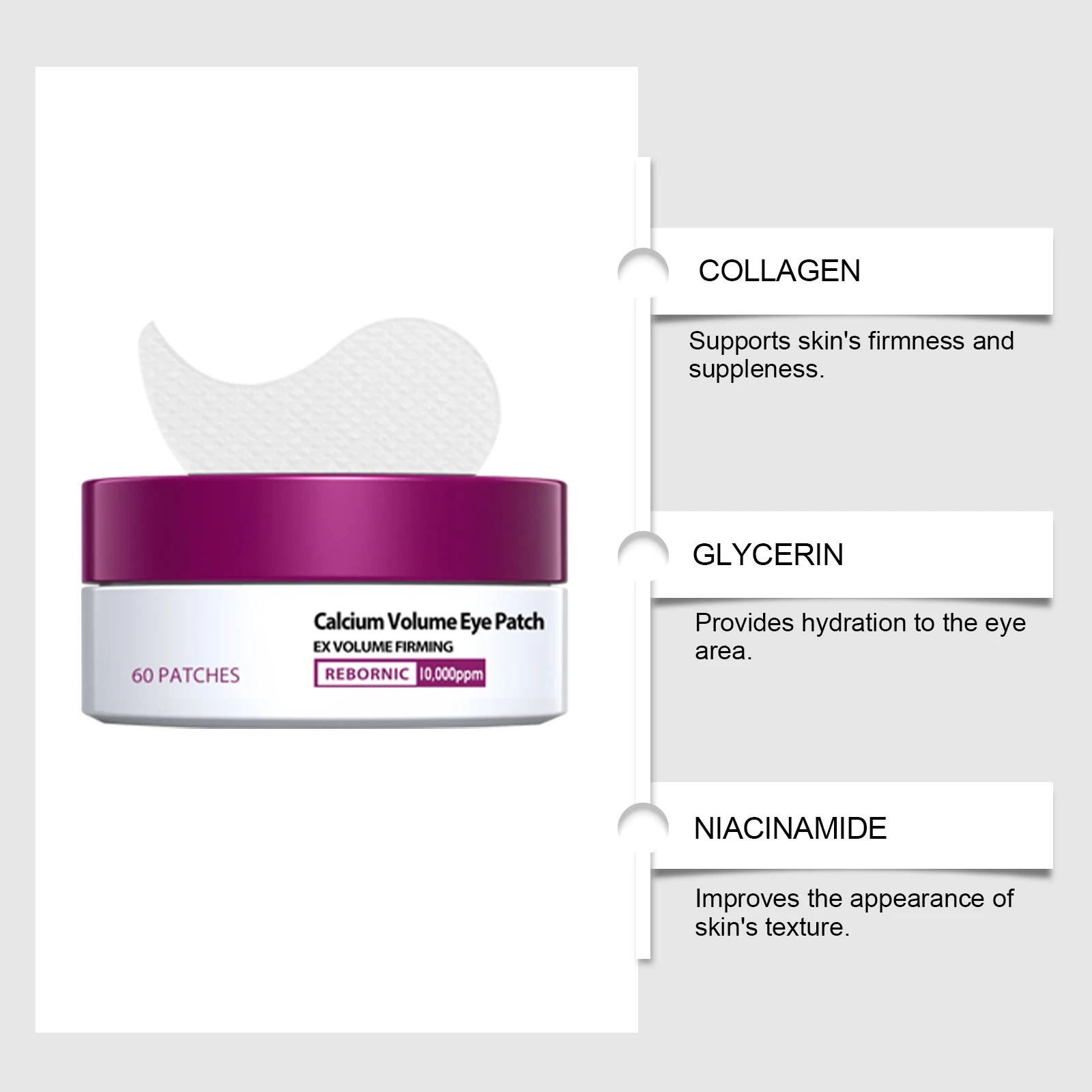 Calcium Skincare Set Anti-Aging Calcium Volume Facial Serum Eye Patches Multi Balm Fade Fine Lines Reduce Dark Circles Nourishes thumbnail 5