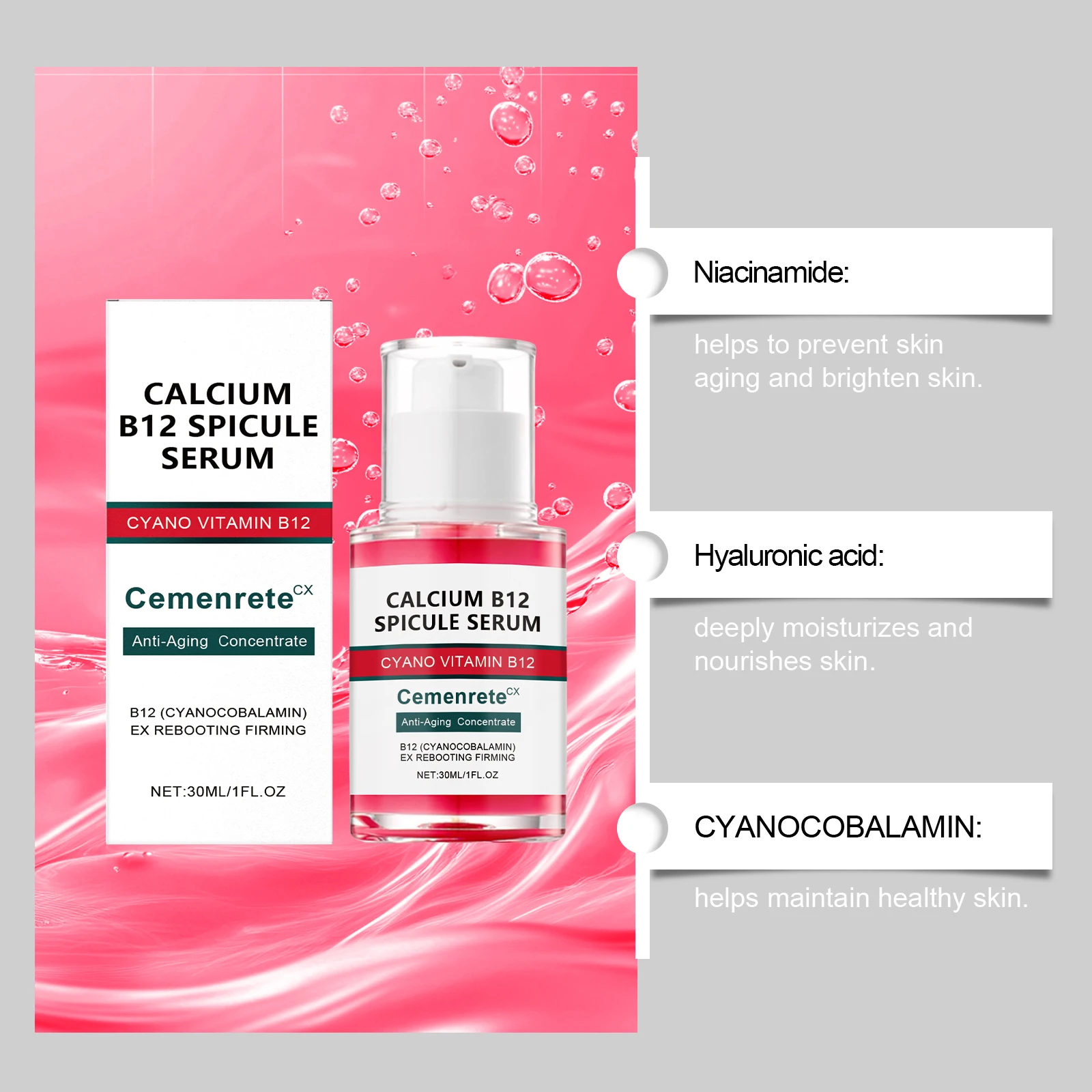Calcium Skincare Set Anti-Aging Calcium Volume Facial Serum Eye Patches Multi Balm Fade Fine Lines Reduce Dark Circles Nourishes thumbnail 4