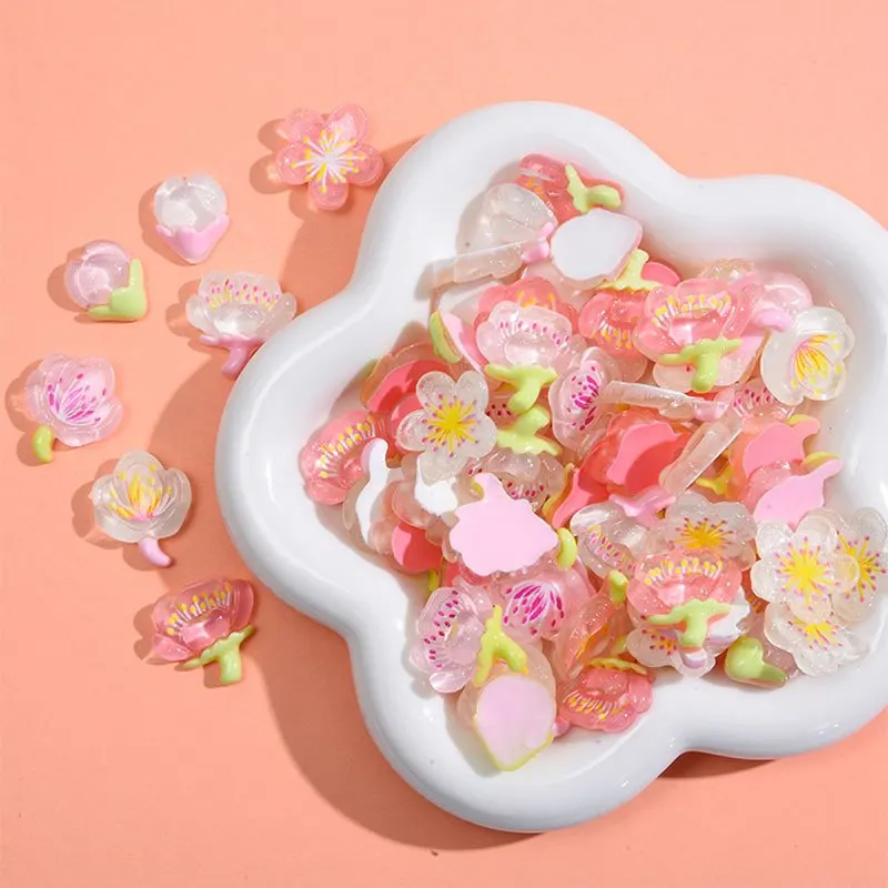 Cute Pink Floral Resin Embellishments Kawaii Cherry Blossom Charms For Phone Case DIY Jewelry Making Handmade Craft Supplies thumbnail 6