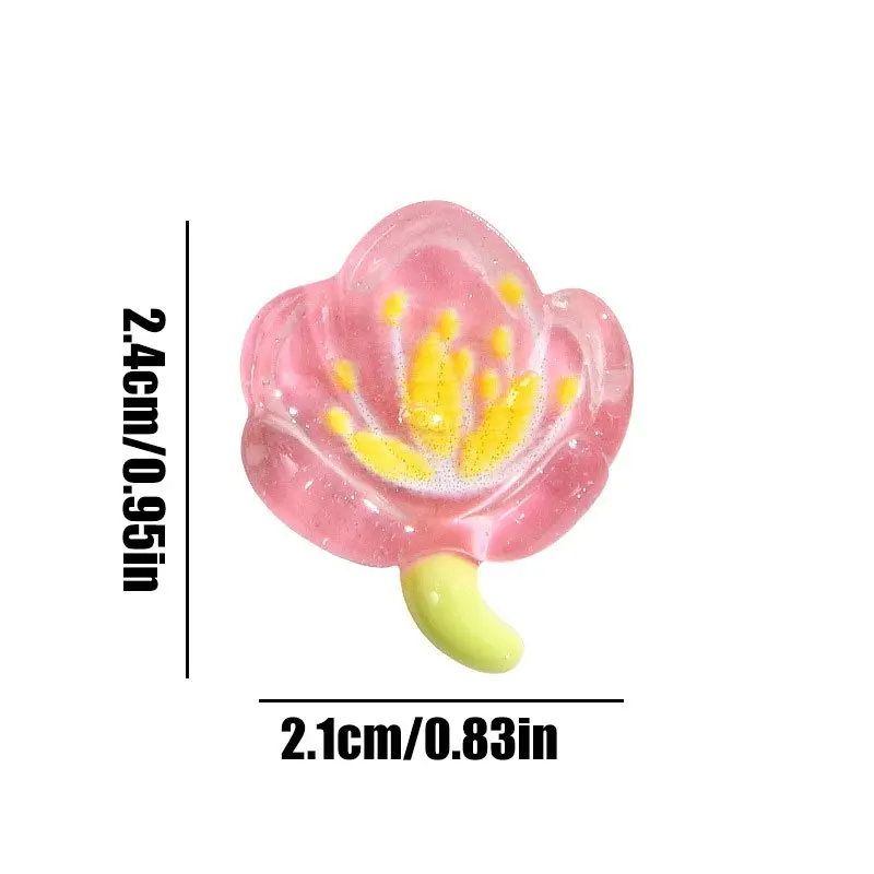 Cute Pink Floral Resin Embellishments Kawaii Cherry Blossom Charms For Phone Case DIY Jewelry Making Handmade Craft Supplies thumbnail 4