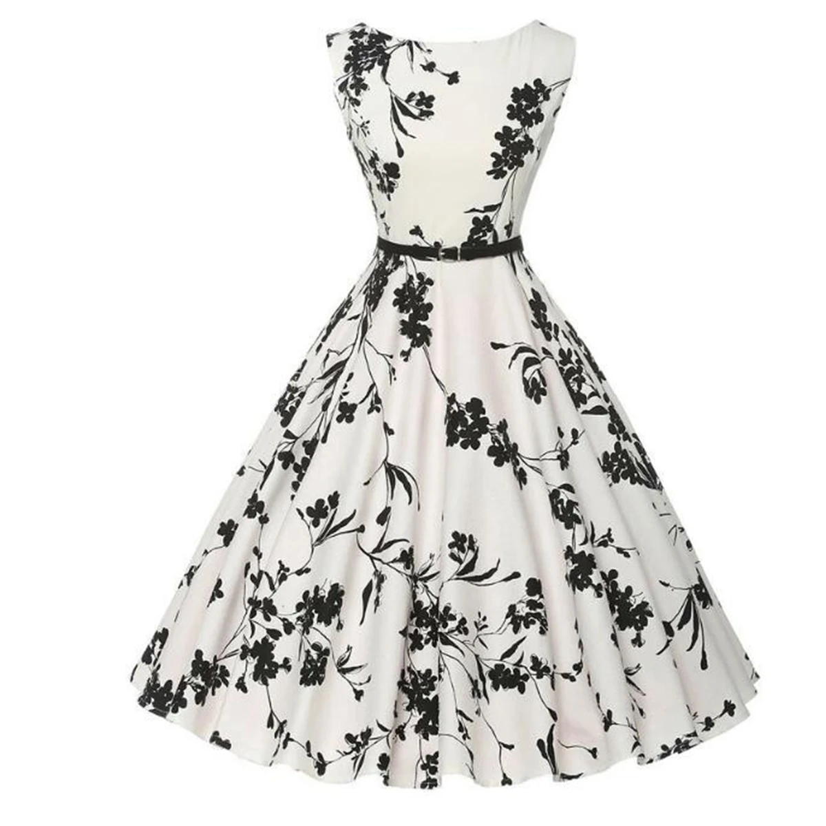 Summer Vestidos Dress Clothing Floral Robe Retro Swing Casual Vintage Rockabilly Dresses thumbnail 3
