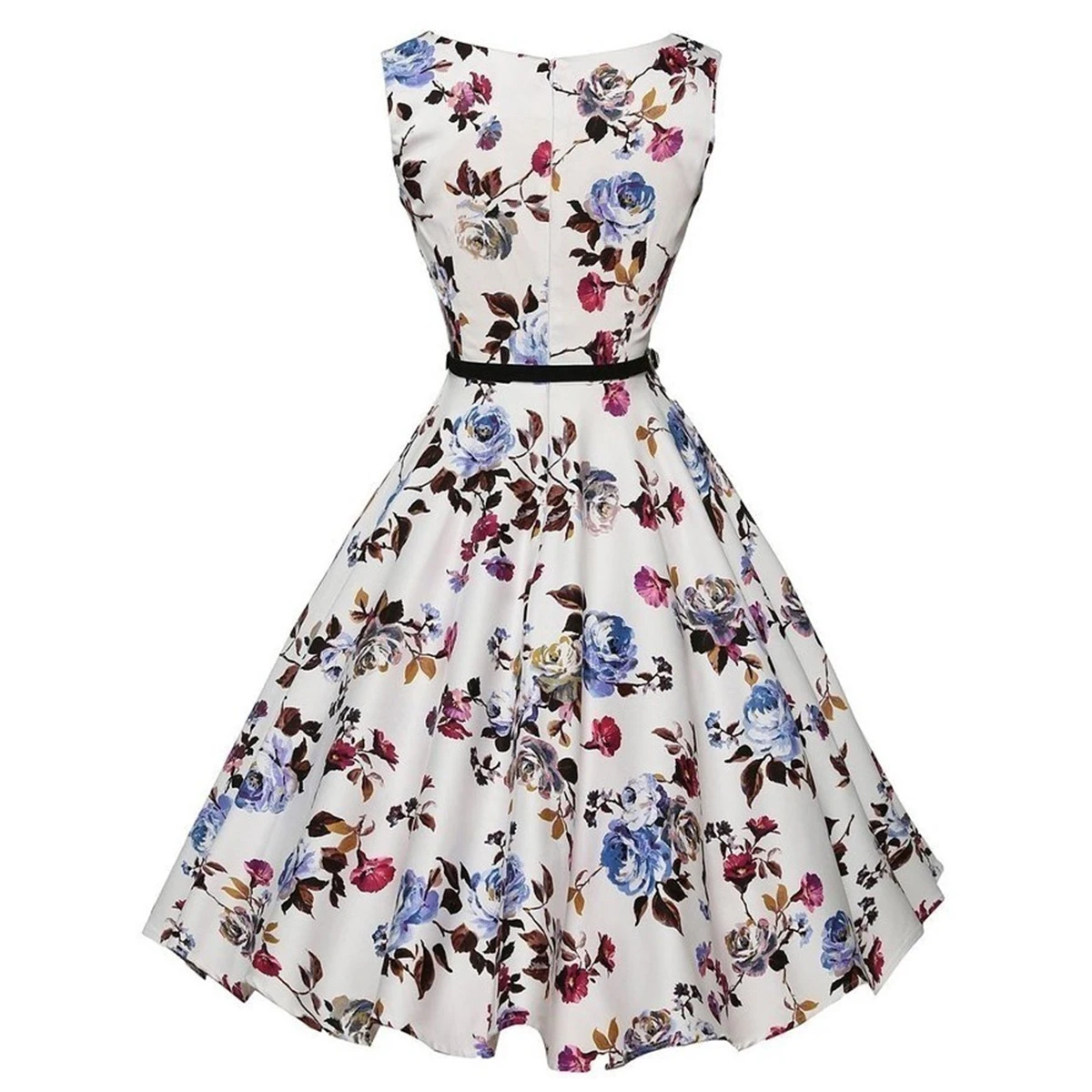 Summer Vestidos Dress Clothing Floral Robe Retro Swing Casual Vintage Rockabilly Dresses thumbnail 2
