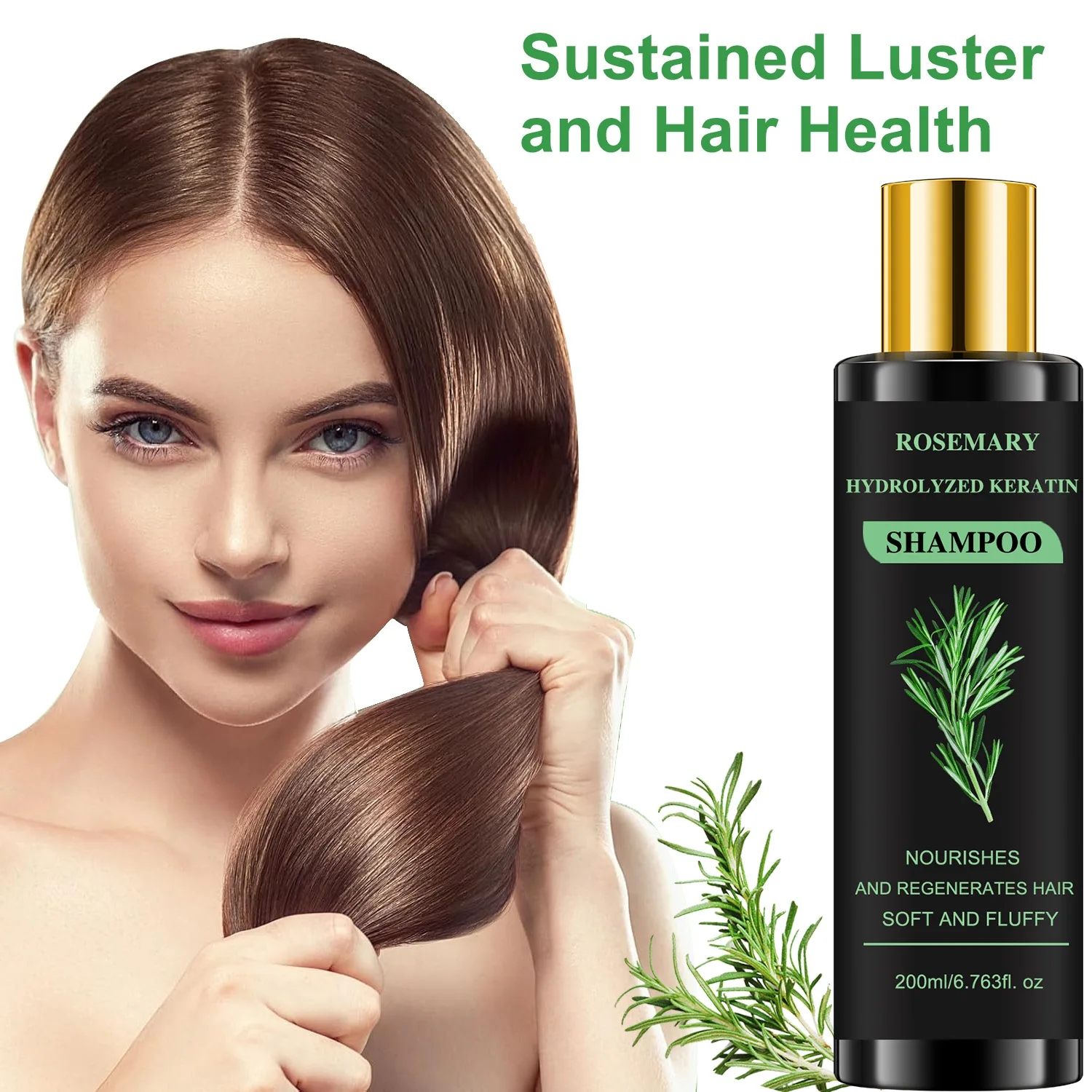 Nourishing Shampoo, Rosemary Shampoo, Cleanses and Strengthens Weak and Brittle Hair, Suitable for All Hair Types 200ml thumbnail 2