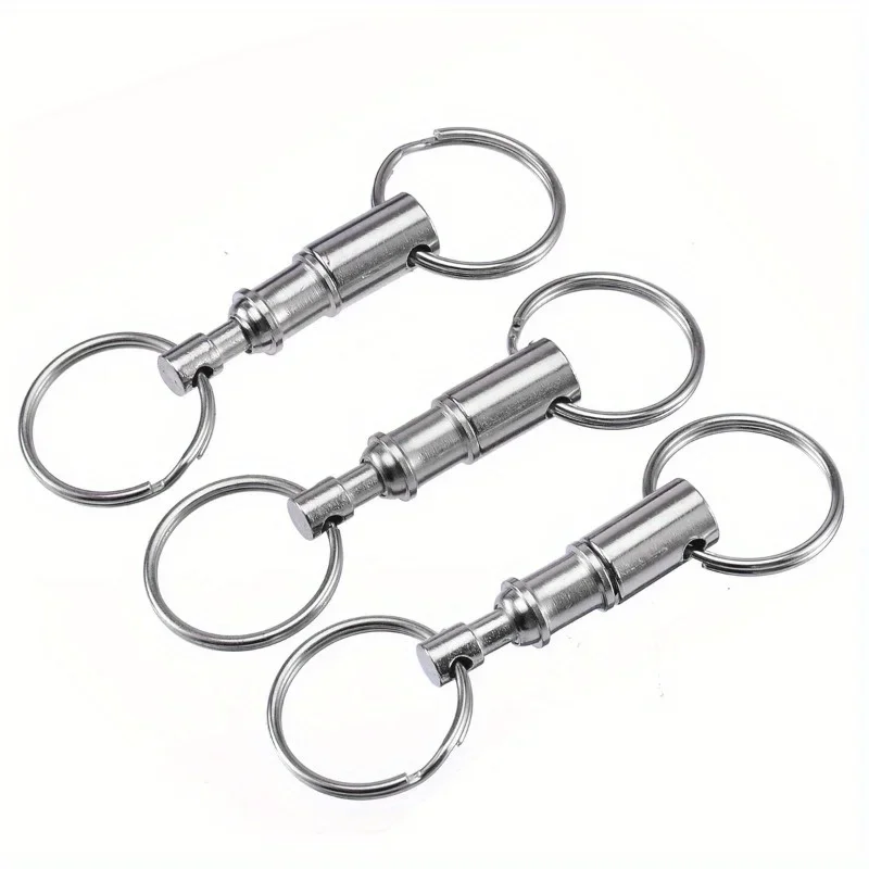 3pcs Quick disassembly keyring detachable double ring keychain hanging button female keyring thumbnail 2