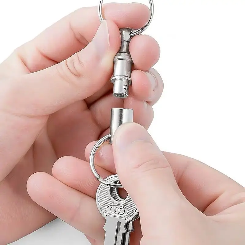 3pcs Quick disassembly keyring detachable double ring keychain hanging button female keyring thumbnail 5