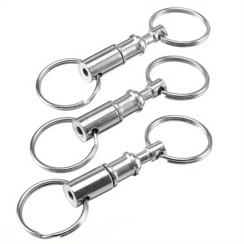 3pcs Quick disassembly keyring detachable double ring keychain hanging button female keyring thumbnail 3
