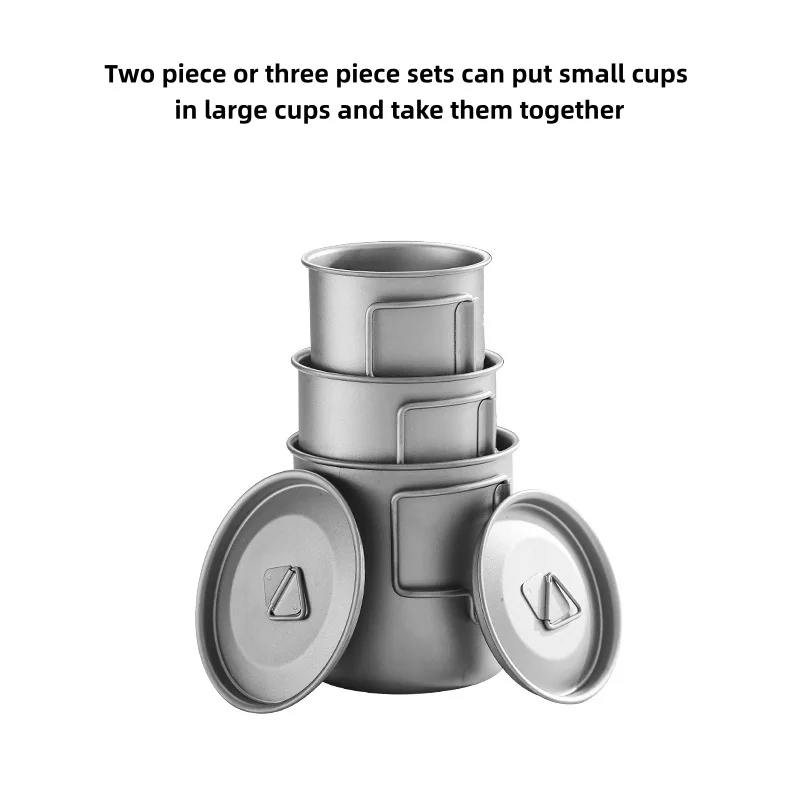 Titanium Camping Mug with Folding Handle Lightweight Portable Outdoor Cup Cooking set Cookware for Hiking Travel thumbnail 4