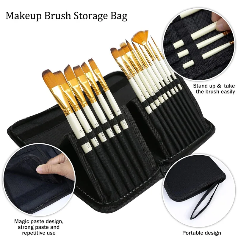 Multifunctional Makeup Brush Storage Bag Makeup Artist Cosmetic Case Handbag Portable Travel Cosmetic Organizer Bag Beauty Tools thumbnail 2
