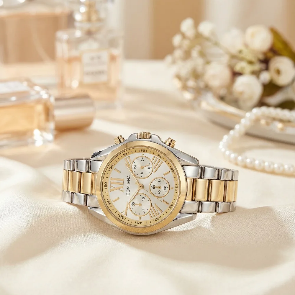 New Women's Watches Luxury Stainless Steel Rhinestone Quartz Wristwatches Clock Temperament Elegant Ladies Watch montre femme thumbnail 2