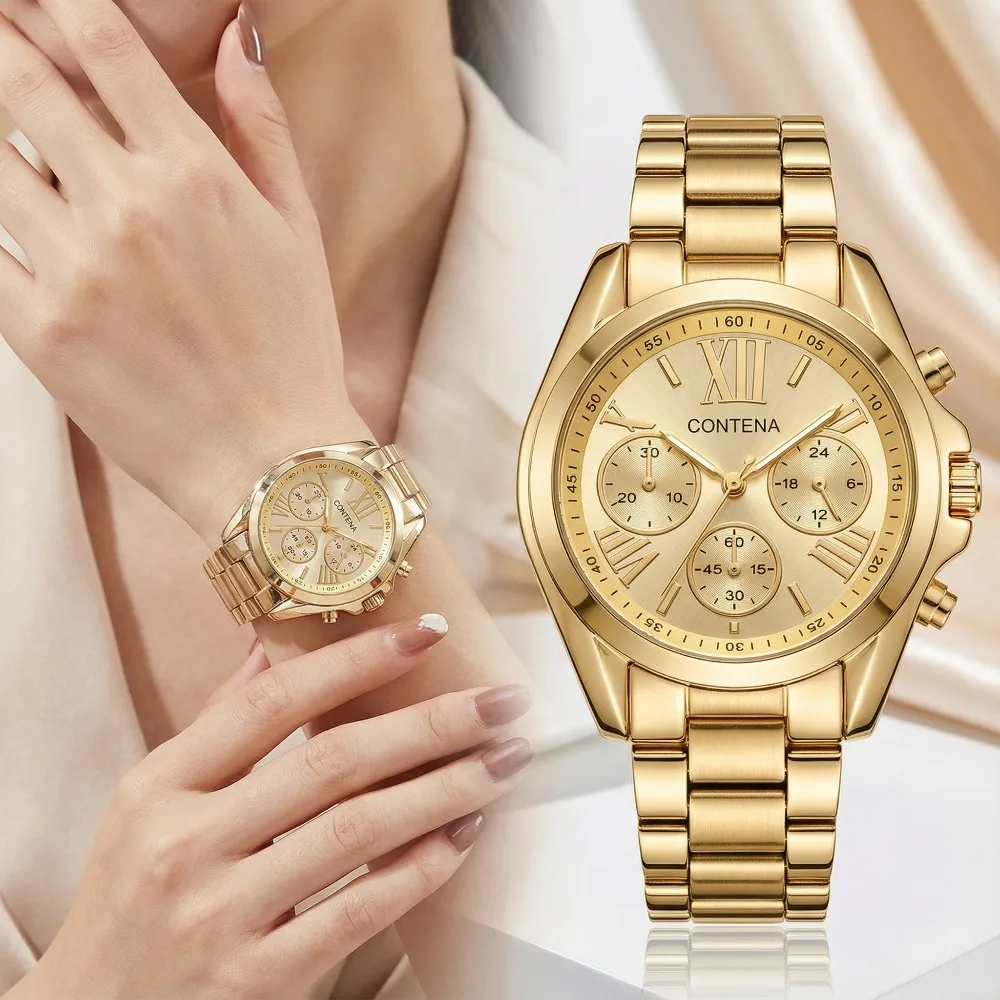 New Women's Watches Luxury Stainless Steel Rhinestone Quartz Wristwatches Clock Temperament Elegant Ladies Watch montre femme