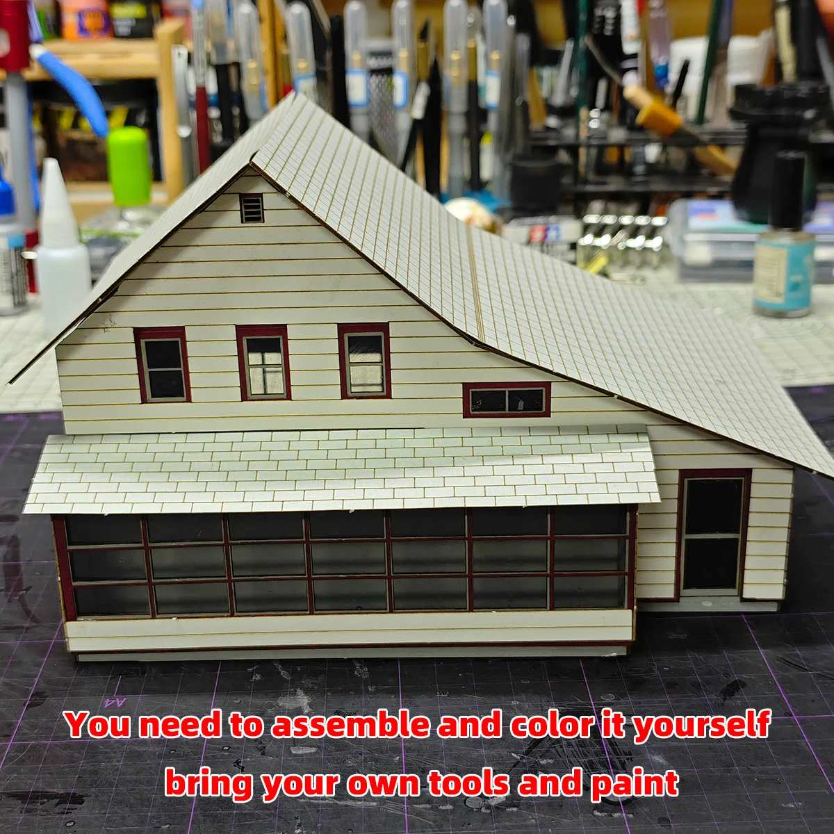 Assembly Architectural model sand table villa streetscape community detached house Europeanizing diorama Scale model kit 1/64 thumbnail 6