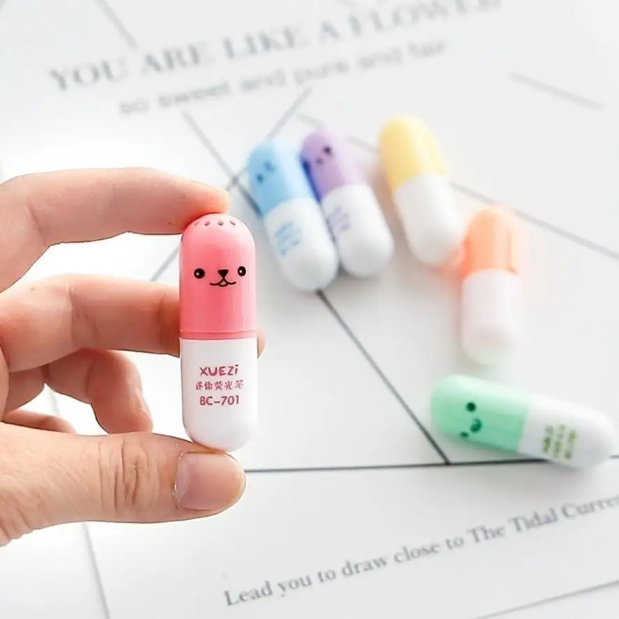 6 Pcs Cute Mini Highlighter Marker Drawing Pen School Office Supply Kids Student Stationery thumbnail 2