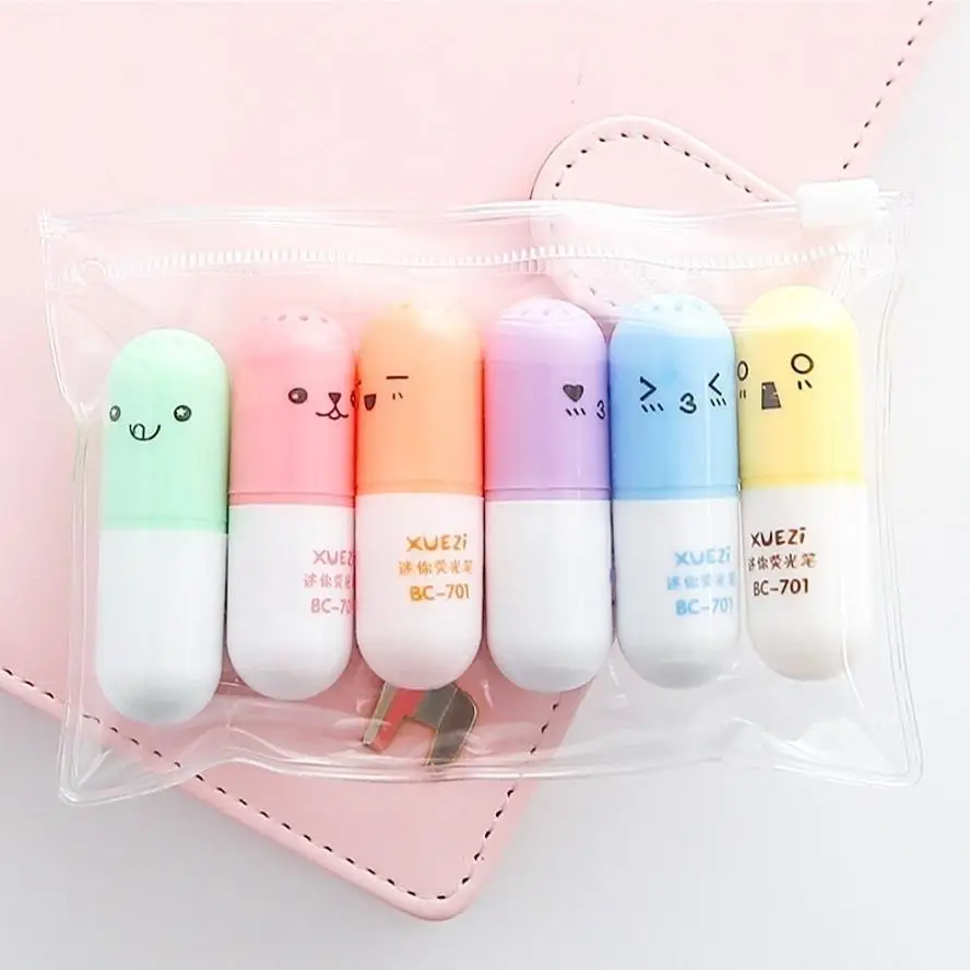 6 Pcs Cute Mini Highlighter Marker Drawing Pen School Office Supply Kids Student Stationery thumbnail 5