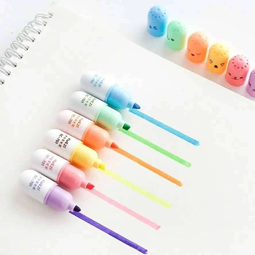 6 Pcs Cute Mini Highlighter Marker Drawing Pen School Office Supply Kids Student Stationery thumbnail 4