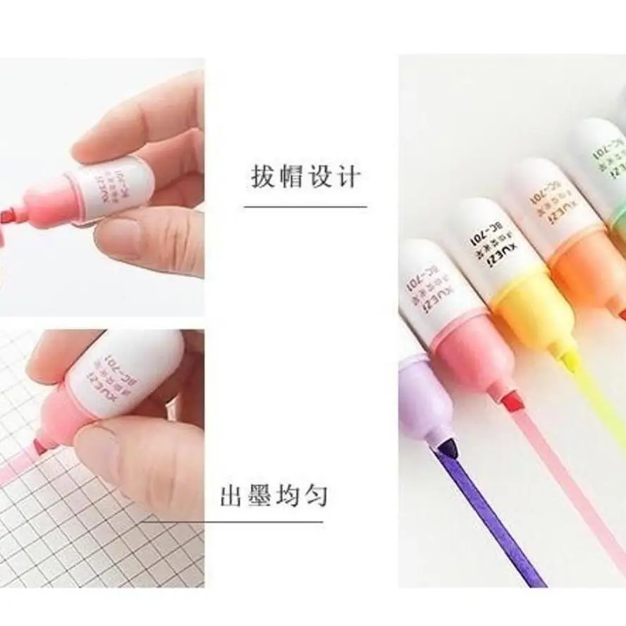6 Pcs Cute Mini Highlighter Marker Drawing Pen School Office Supply Kids Student Stationery thumbnail 3