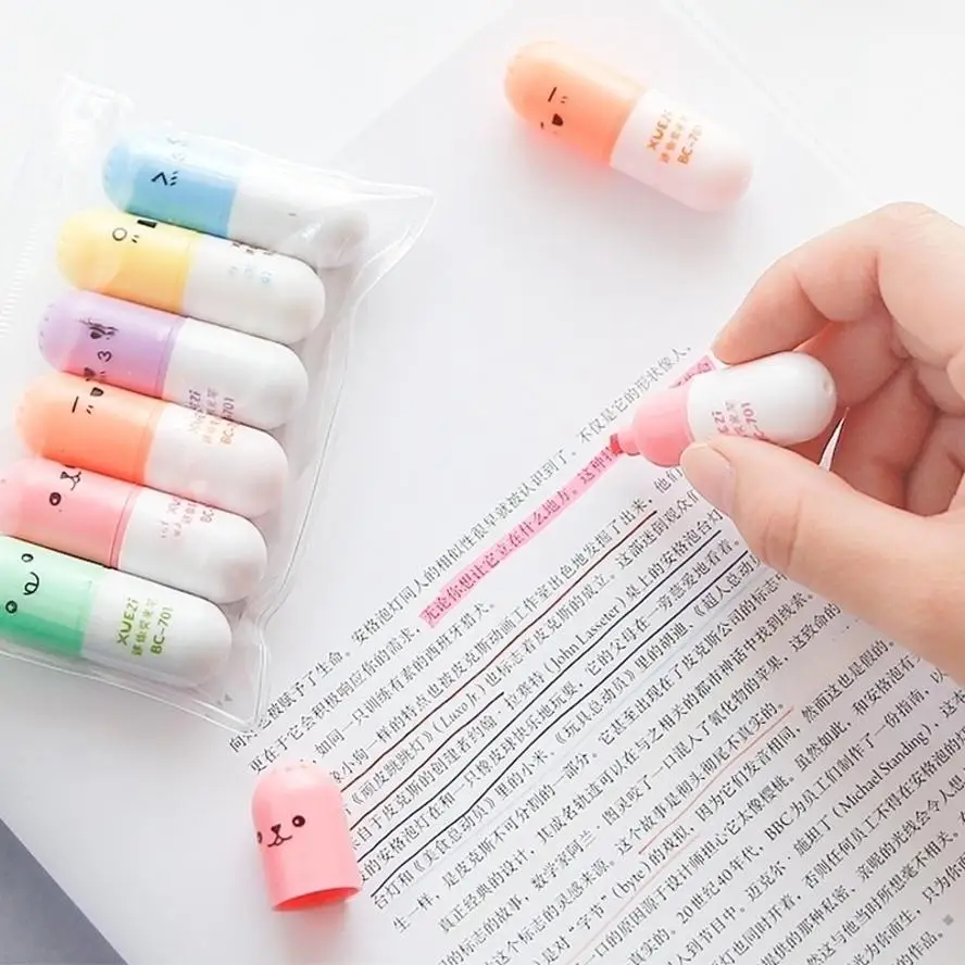 6 Pcs Cute Mini Highlighter Marker Drawing Pen School Office Supply Kids Student Stationery thumbnail 6
