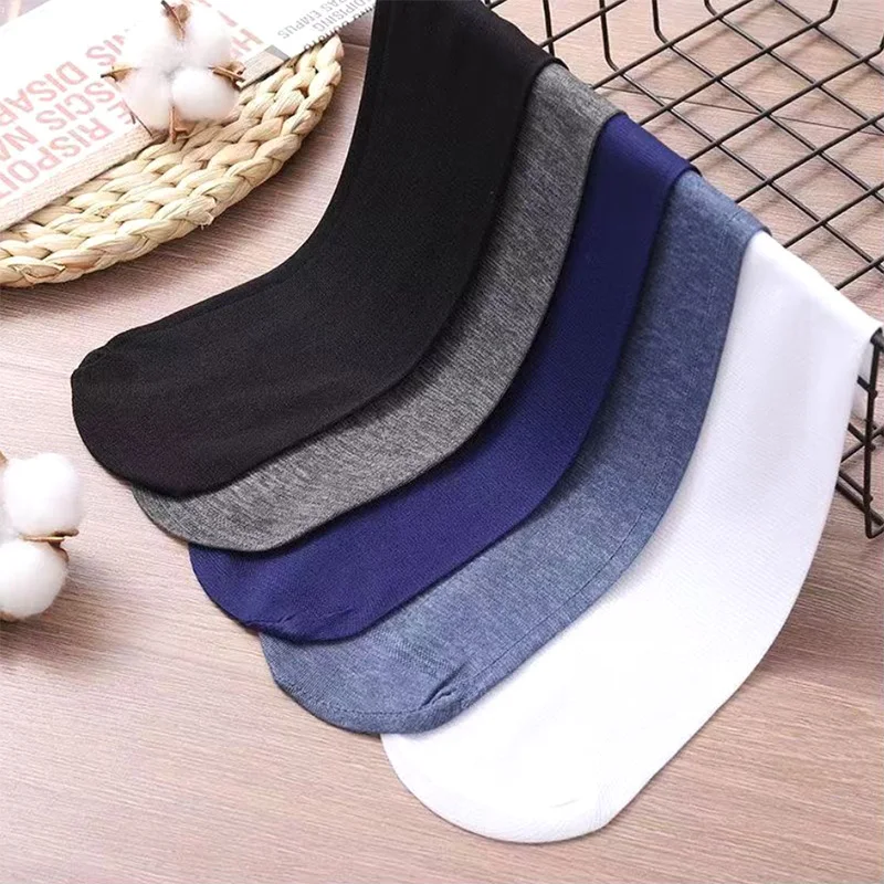 10 Pairs Men Summer Spring Ultra-thin Middle Tube Socks Solid Business Casual Socks Breathable Soft Socks Gentleman thumbnail 2