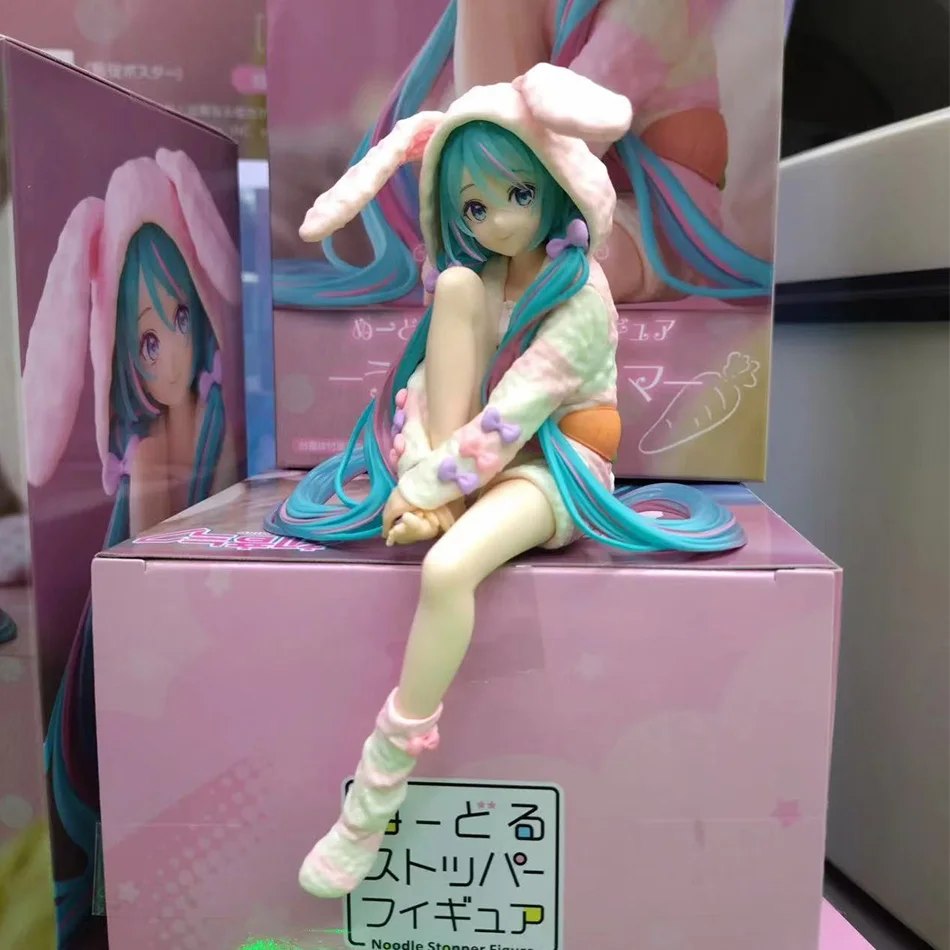 15CM Anime HATSUNE MIKU Action Figure with Rabbit Ear Pajamas PVC Model Toy Doll Noodle Stopper Collectible Gift thumbnail 4