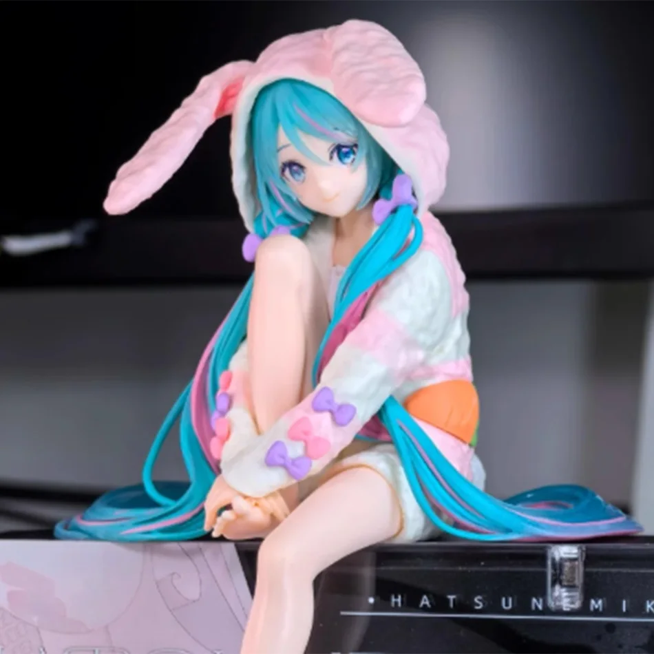 15CM Anime HATSUNE MIKU Action Figure with Rabbit Ear Pajamas PVC Model Toy Doll Noodle Stopper Collectible Gift thumbnail 3