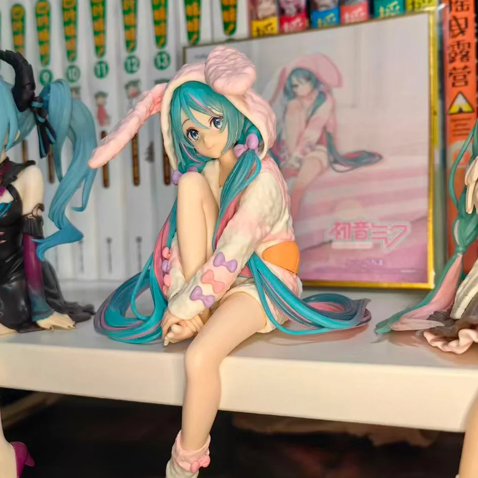 15CM Anime HATSUNE MIKU Action Figure with Rabbit Ear Pajamas PVC Model Toy Doll Noodle Stopper Collectible Gift thumbnail 2