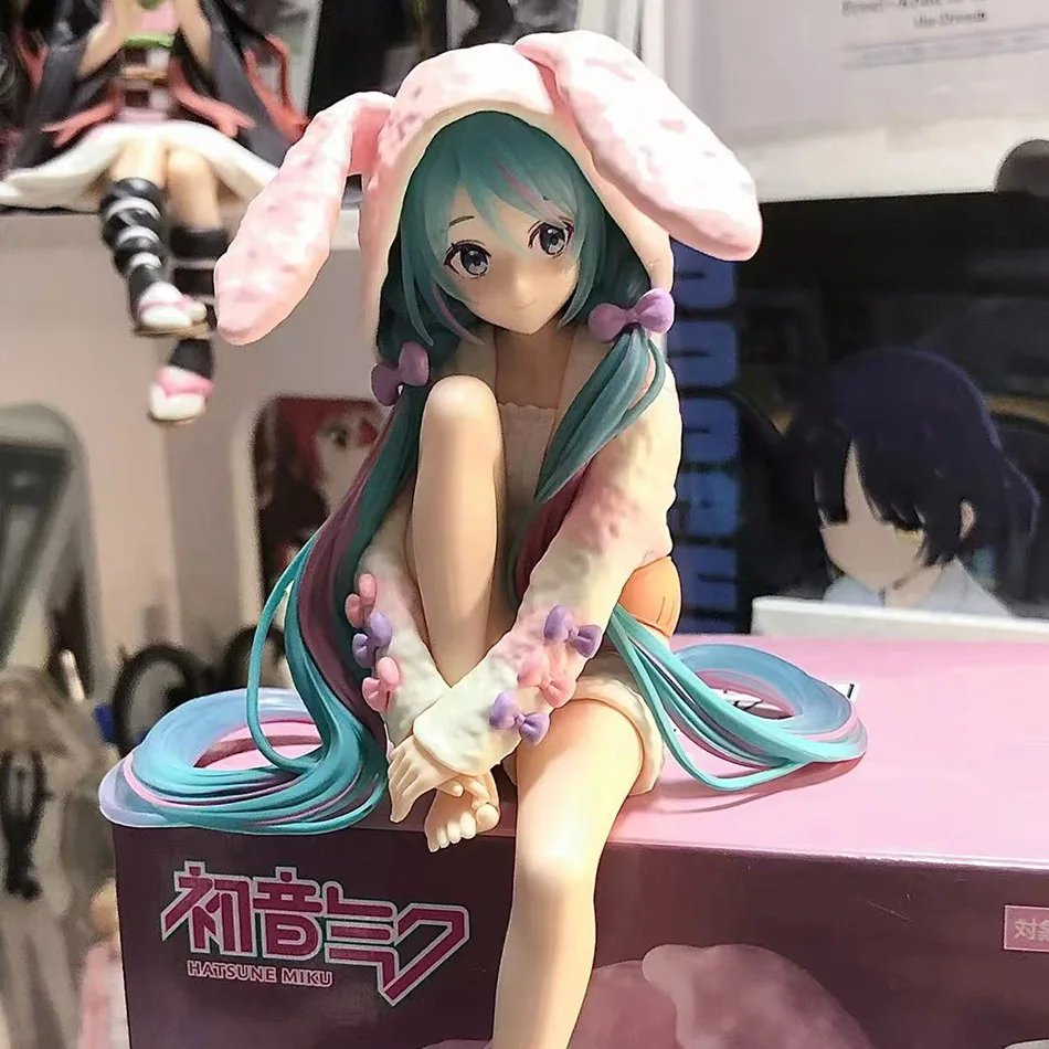 15CM Anime HATSUNE MIKU Action Figure with Rabbit Ear Pajamas PVC Model Toy Doll Noodle Stopper Collectible Gift thumbnail 5