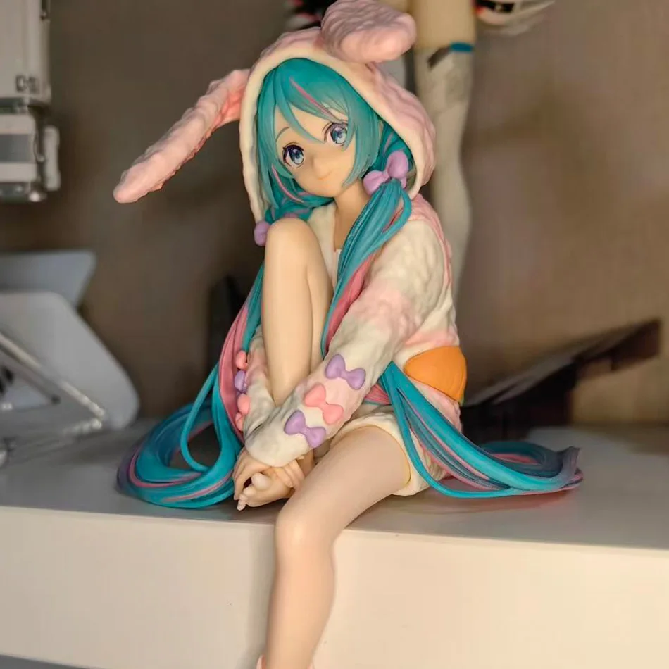 15CM Anime HATSUNE MIKU Action Figure with Rabbit Ear Pajamas PVC Model Toy Doll Noodle Stopper Collectible Gift thumbnail 6