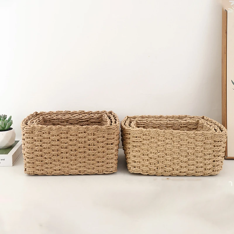 Handwoven Storage Basket — Home & Desktop Organizer for Miscellaneous Items, Cosmetics, Living Room Clothes, Toys, and Other thumbnail 4