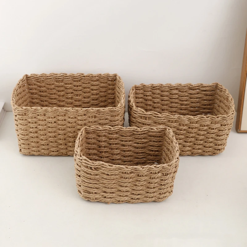 Handwoven Storage Basket — Home & Desktop Organizer for Miscellaneous Items, Cosmetics, Living Room Clothes, Toys, and Other thumbnail 3