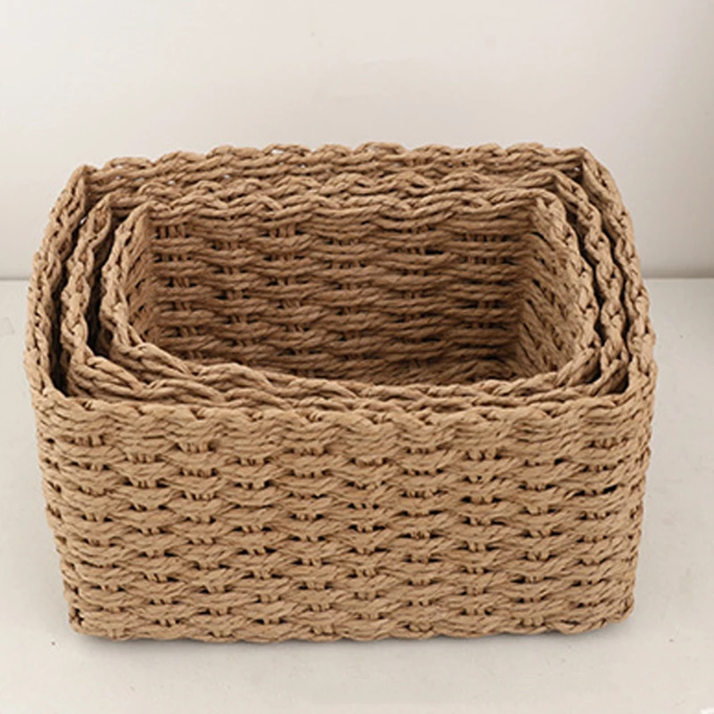 Handwoven Storage Basket — Home & Desktop Organizer for Miscellaneous Items, Cosmetics, Living Room Clothes, Toys, and Other thumbnail 2